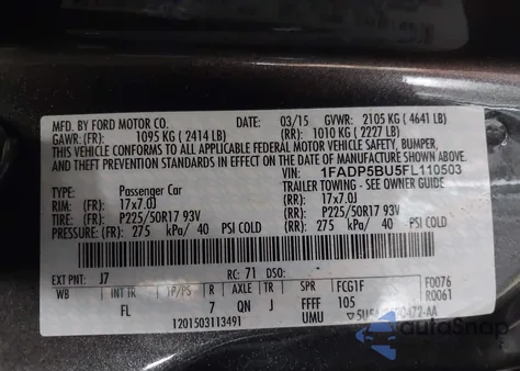 2015 Ford C-Max Hybrid Sel z USA, uszkodzony, nr VIN 1FADP5BU5FL110503